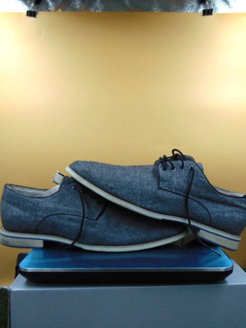 Giorgio Brutini Mens 11.5 M Grey Canvas Linen Oxford Derby Shoes Casual 659081-